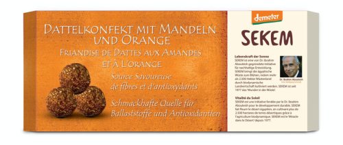 Sekem biodinamikus demeter mandulás narancsos datolyagolyó 120 g