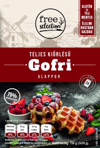 Free selection teljes kiőrlésű gofri alappor 3x50g 150 g