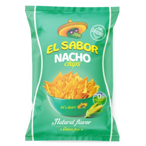 El sabor big nacho chips gluténmentes natúr 0% hozzáadott só nélkül 100 g