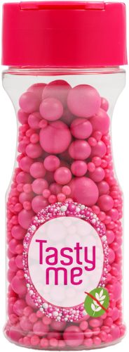 Tasty Me gluténmentes cukorgyöngy tortadekor mix málnarózsaszín 70 g