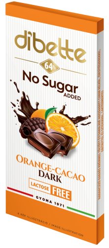 Dibette nas narancs ízű kakaós krémmel töltött étcsokoládé hozzáadott cukor nélkül maltittal, laktózment, 52% kakaó 80 g