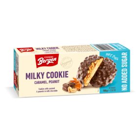   Bergen milky cookie karamellával tejcsokoládéban hozzáadott cukor nélkül 100 g