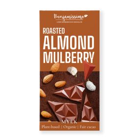   Benjamissimo bio vegán kókuszos csokoládé pörkölt mandulával, fehér eperrel 60 g