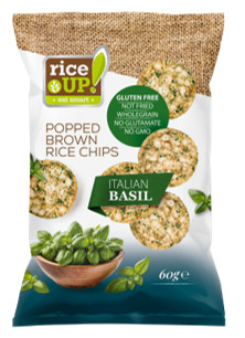Rice Up barna rizs chips italian basil ízű 60 g