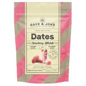   Dave & Jon's dates strawberry milkshake mag nélküli ízesített datolya epres shake ízben, hozzáadott cukor nélkül 125 g
