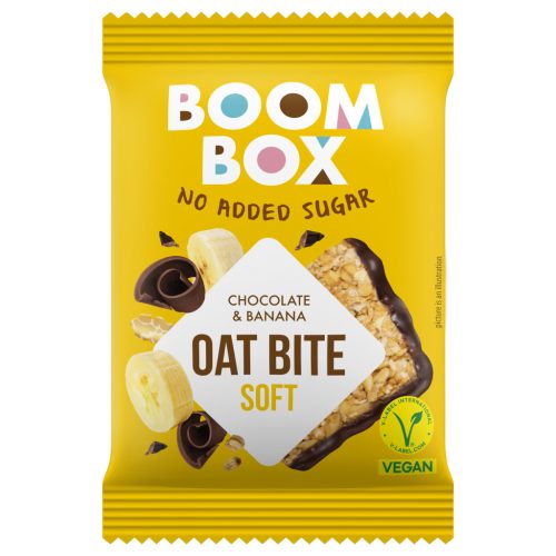 Boom box vegán cukormentes zabfalat banán és étcsokoládé lágy 20 g