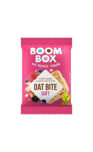 Boom box vegán cukormentes zabfalat erdei gyümölcs és fehér csokoládé lágy 20 g